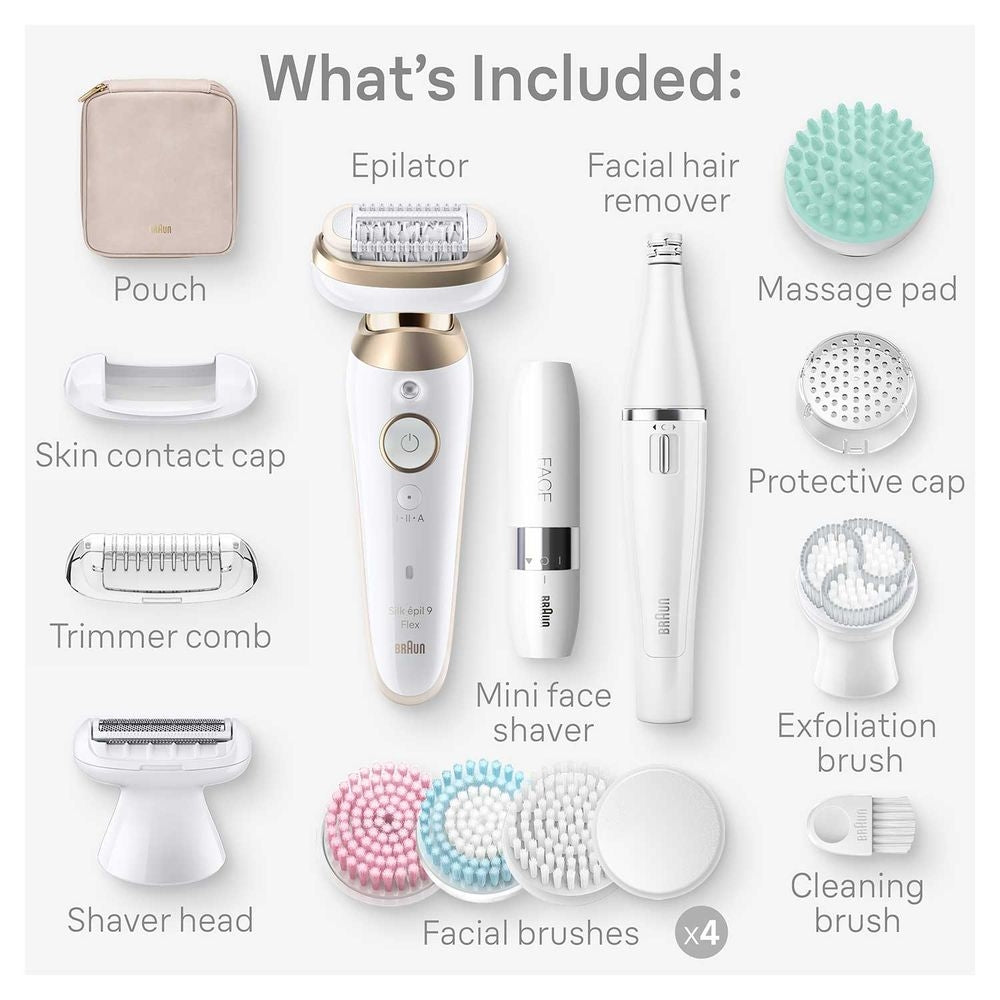 Braun - Silk-Epil 9 Flex SkinSpa All-In-One Hair Removal Kit - White