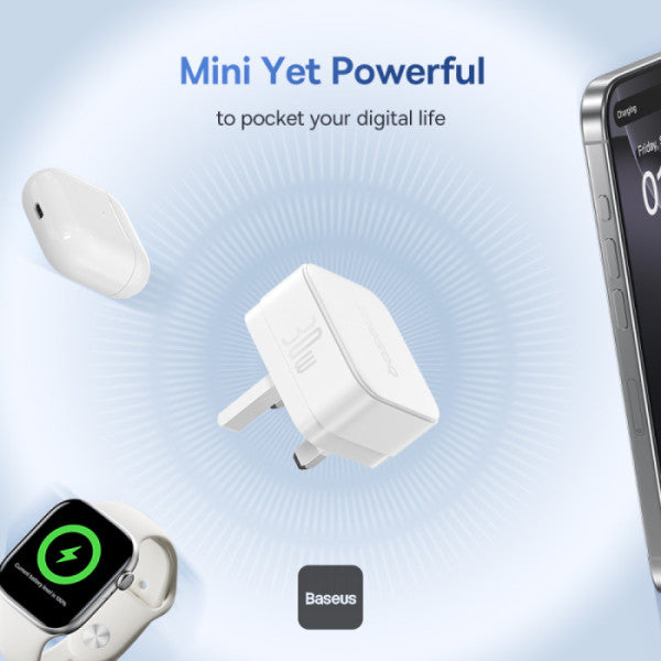Baseus Palm Fast Charger with Cable - USB-C / 30W / Moon White