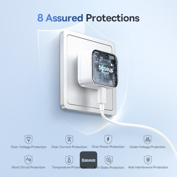 Baseus Palm Fast Charger with Cable - USB-C / 30W / Moon White