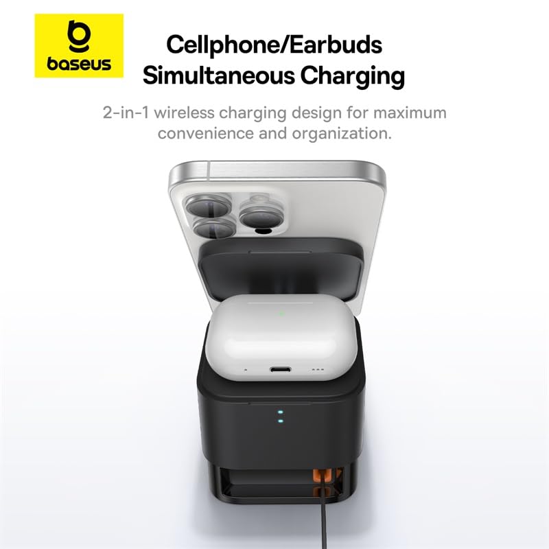 Baseus MagPro 3-in-1 Qi2 Magnetic Wireless Charger - 25W / Cosmic Black