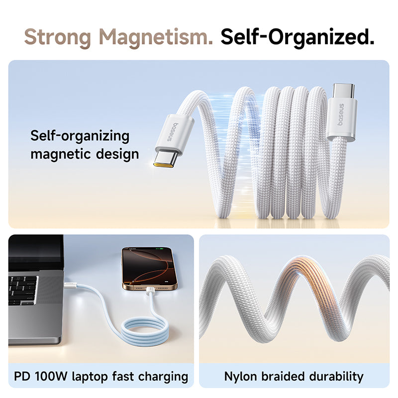 Baseus Dynamic 4 Pro Magnetic Fast Charging Cable - USB-C / 100W / 1 Meter / White