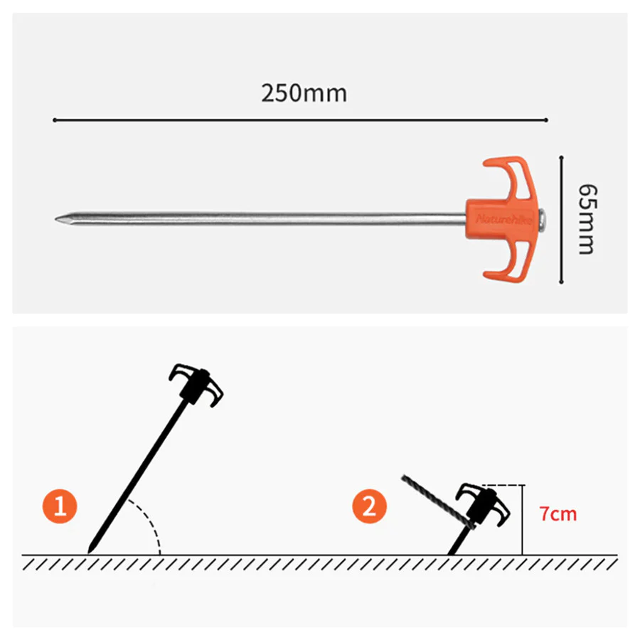 Naturehike (Hill) Campsite Galvanized iron Nail- Orange