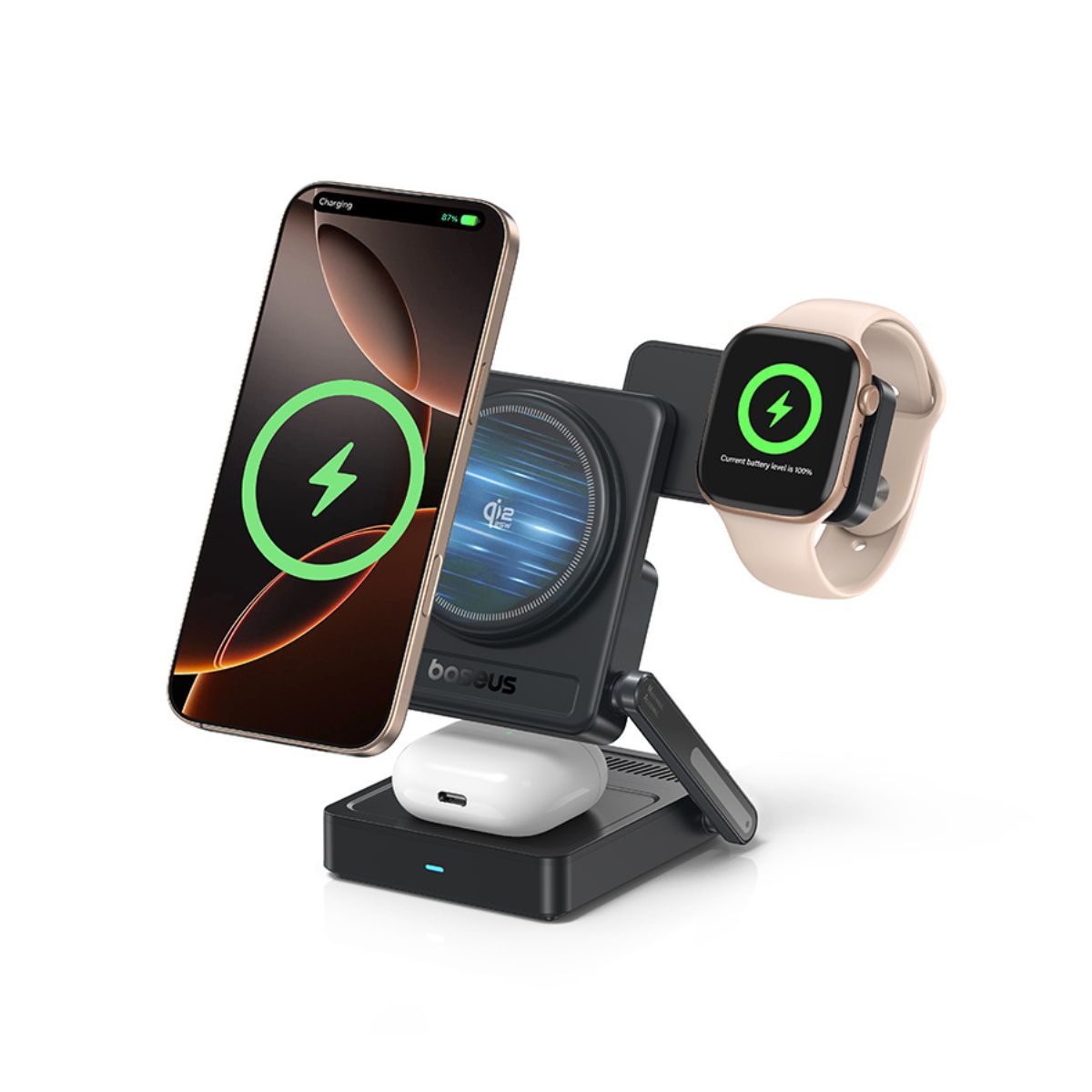 Baseus PicoGo AF21 Portable 3-in-1 Qi2.2 Wireless Charger - 35W / Cosmic Black