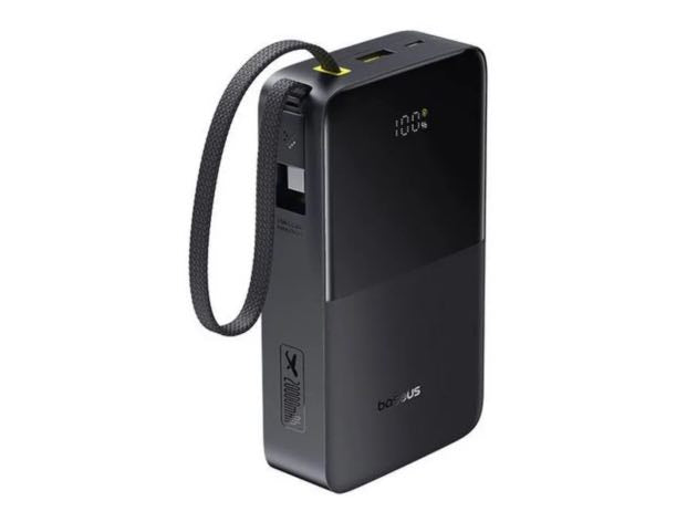 Baseus EnerFill FC51 Bipow2 Pro Digital Display Power Bank with Built-in Cable - 20000mAh / 22.5W / Cosmic Black