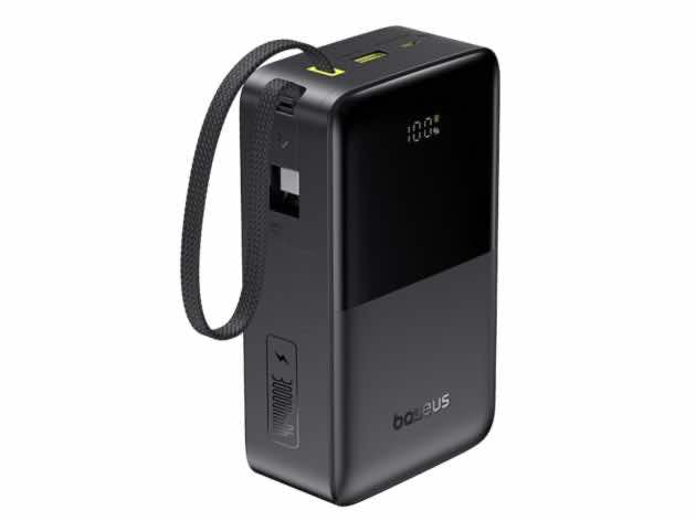 Baseus EnerFill FC51 Bipow2 Pro Digital Display Power Bank with Built-in Cable - 30000mAh / 22.5W / Cosmic Black
