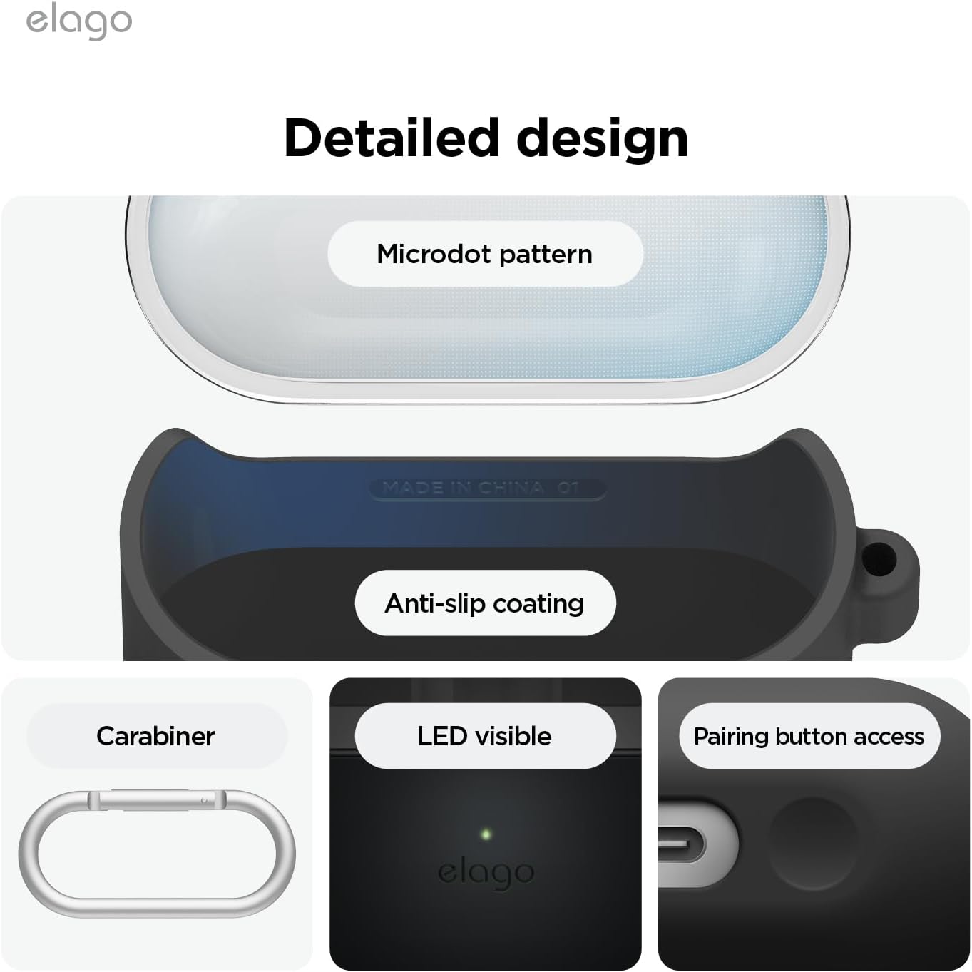 Elago Galaxy Buds 3 / 3 Pro / 3 FE Duo Hang Case - Clear/Black