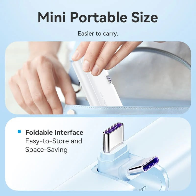 Vention Power Bank LED Display 4800mAh (USB-C + Lightning + USB-C) 22.5W Foldable USB-C Type - Blue