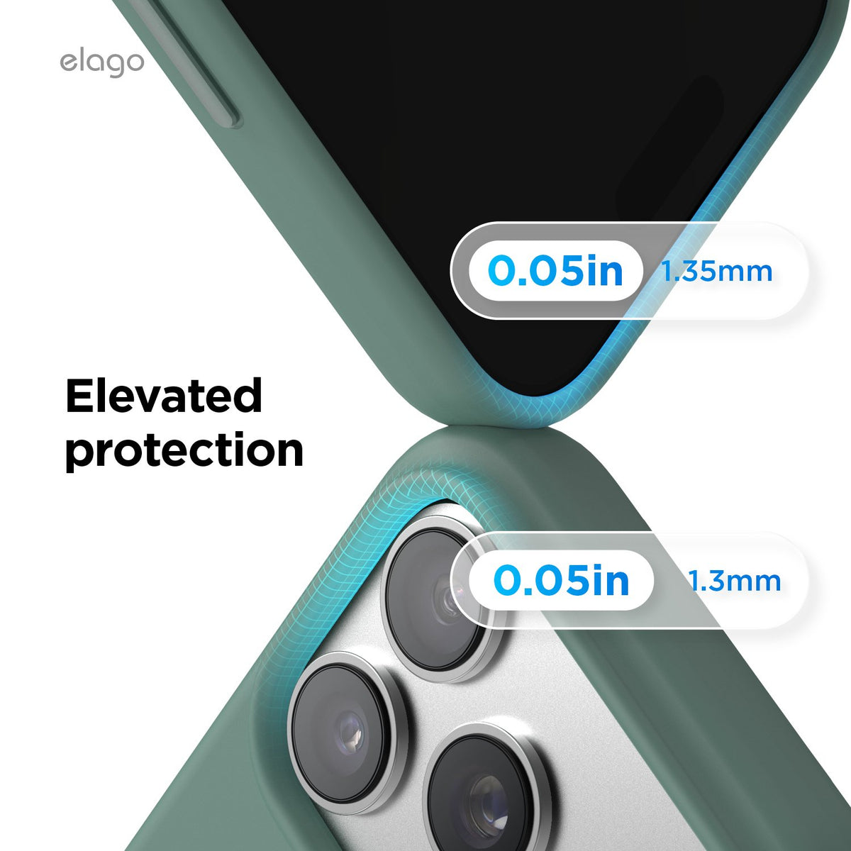 Elago Apple iPhone 18 Pro / Apple iPhone 17 Pro Magnetic Silicone Case (Camera Control Key Included) - Mindnight Green