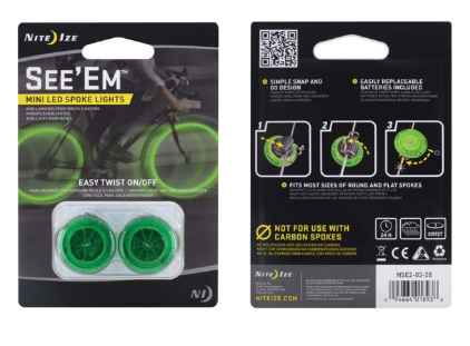 NiteIze See'Em Mini LED Spoke Bike Lights - 2 Pack - Green