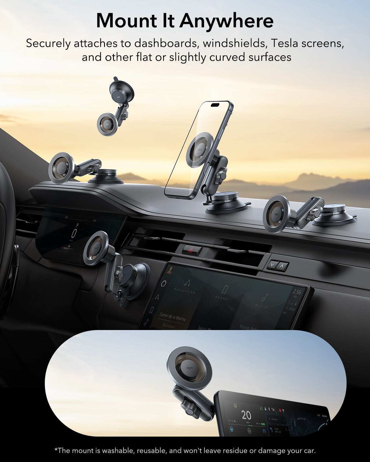 ESR OmniLock Dash/Widshield/Screen Magsafe Car Mount (Suction Cup)