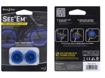 NiteIze See'Em Mini LED Spoke Bike Lights - 2 Pack - Blue