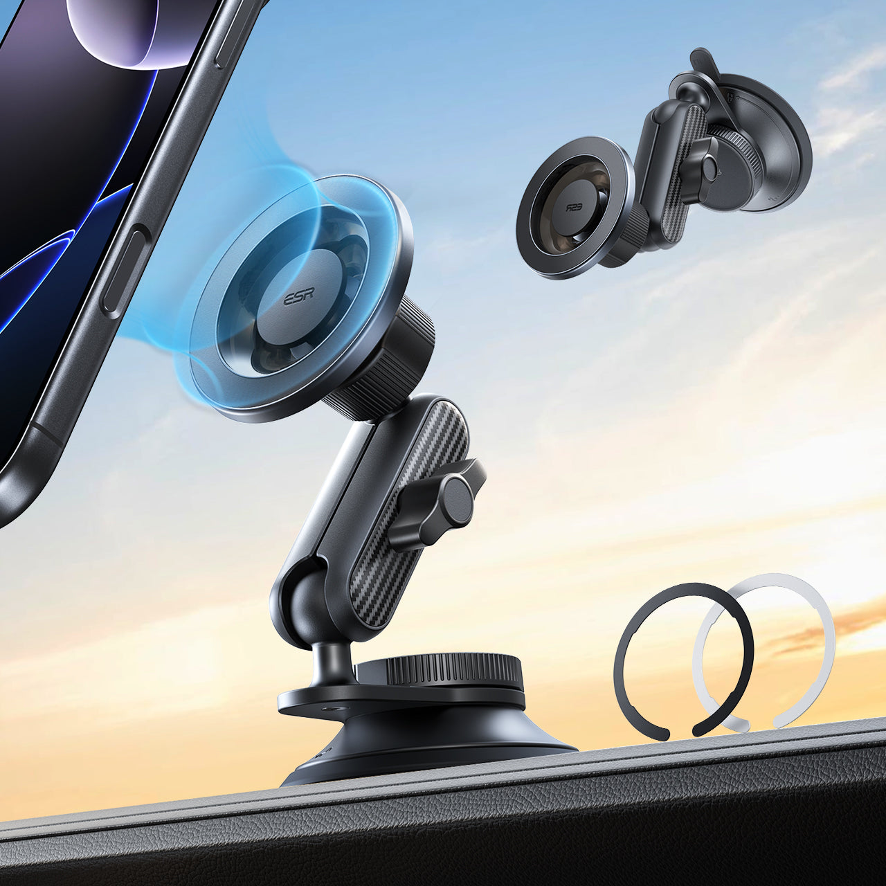 ESR OmniLock Dash/Widshield/Screen Magsafe Car Mount (Suction Cup)