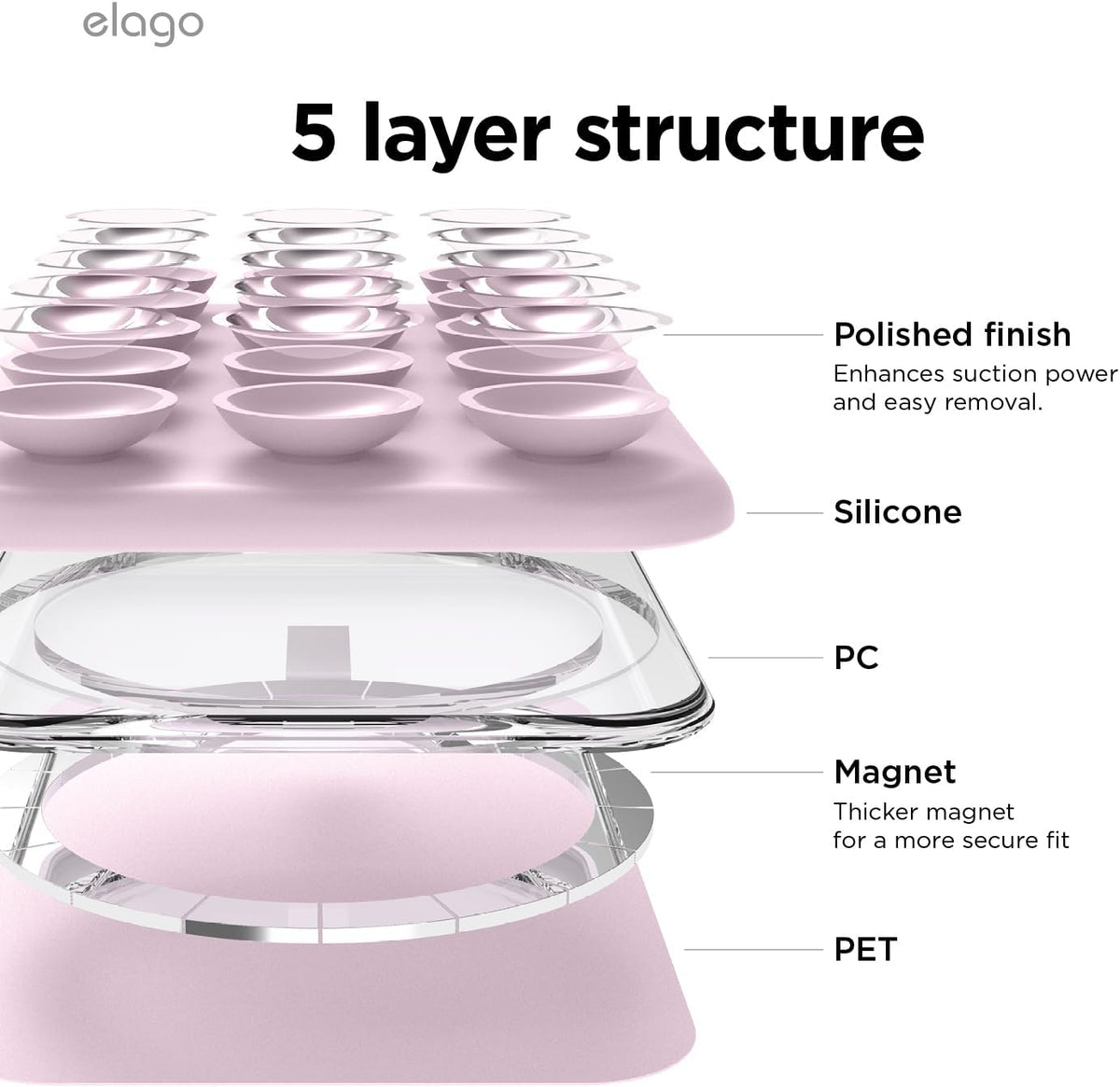 Elago Magnetic Suction Cup Mount - Light Lilac