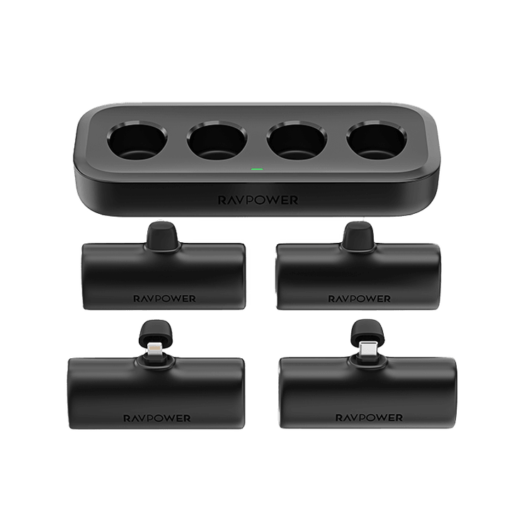 RavPower 4 in 1 (2 USB-C + 2 Lightning) 5000mAh Power Bank Station - Black