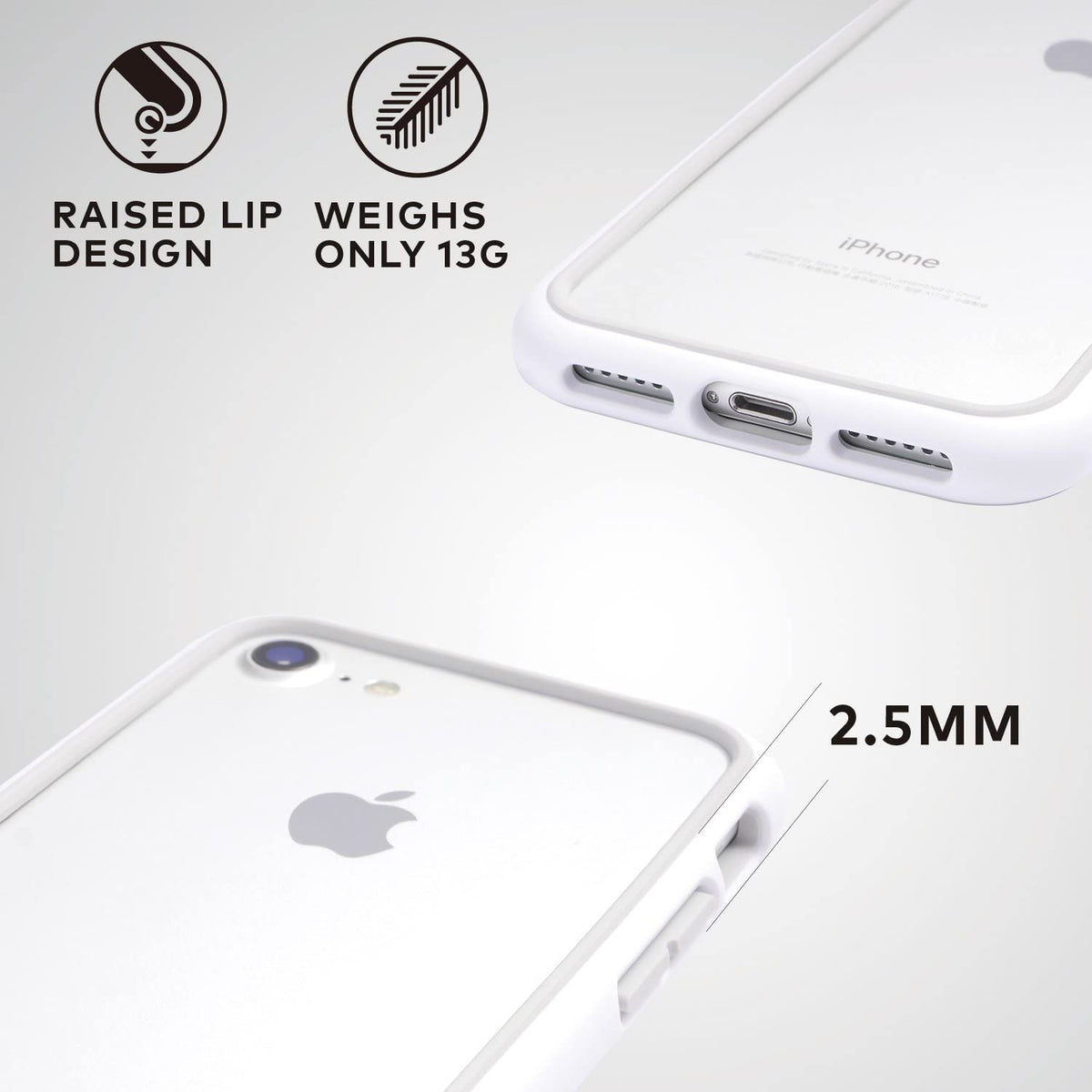 RHINOSHIELD Crash Guard Bumper Case - Apple iPhone SE/7/8 / White Accessories > Mobiles & Tablets > Mobiles > Covers &