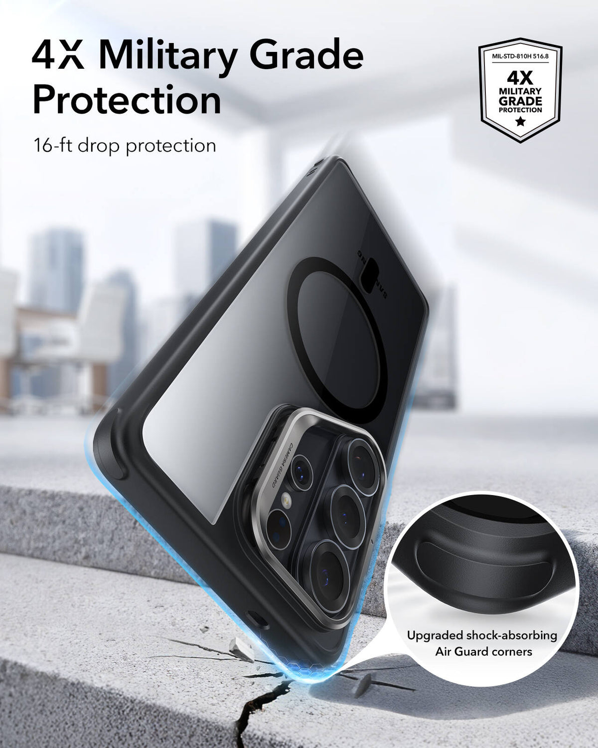 ESR Classic Hybrid Stash Stand Case For Samsung Galaxy S26 Ultra - Clear Black