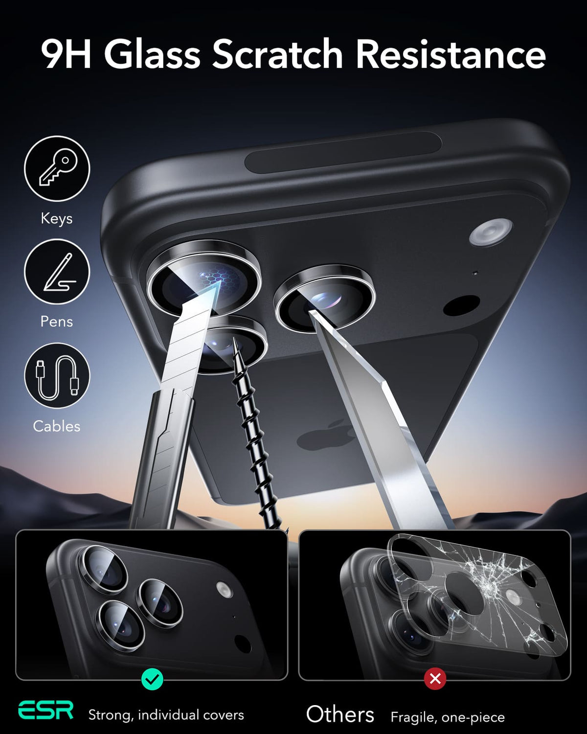 ESR Armorite Camera Lens For Apple iPhone 18 Pro / Apple iPhone 18 Pro Max / Apple iPhone 17 Pro / Apple iPhone 18 Pro Max - Clear