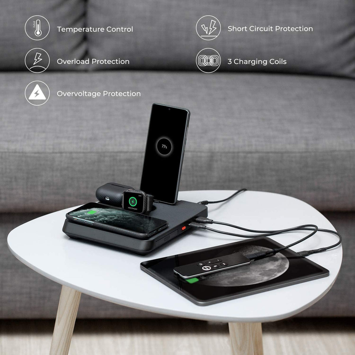 Pitaka Air Omni (6 In 1 Charging Station) - Apple Watch Charger Built In - Black