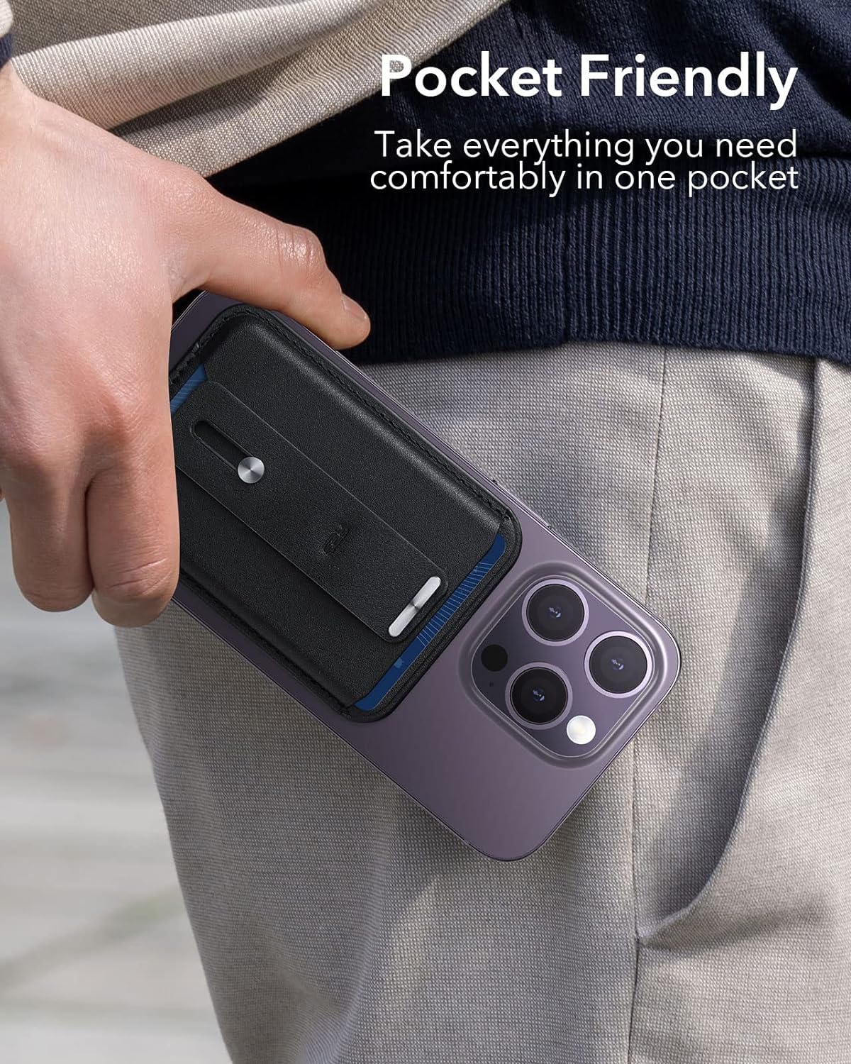 ESR Magsafe Leather Grip Wallet - Midnight Black