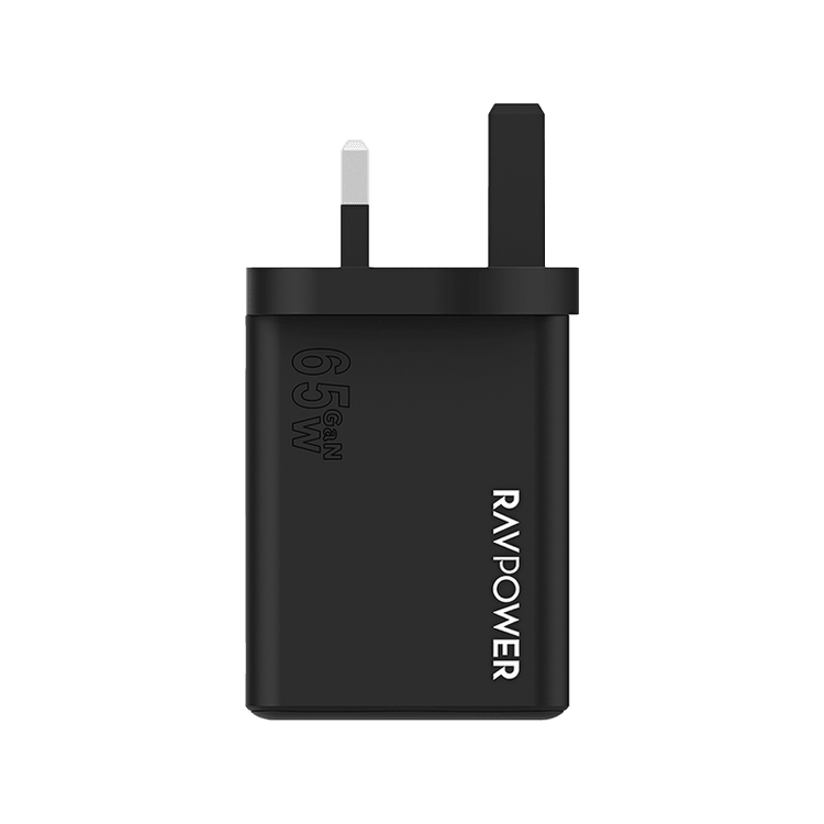 RavPower 2-Port USB-C and 1-Port USB-A PD 65W GaN Wall Charger - Black