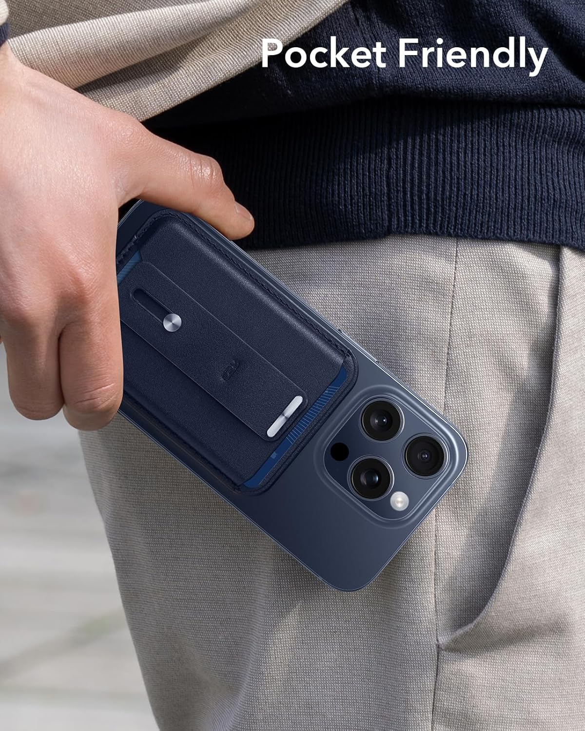 ESR Magsafe Leather Grip Wallet - Dark Blue