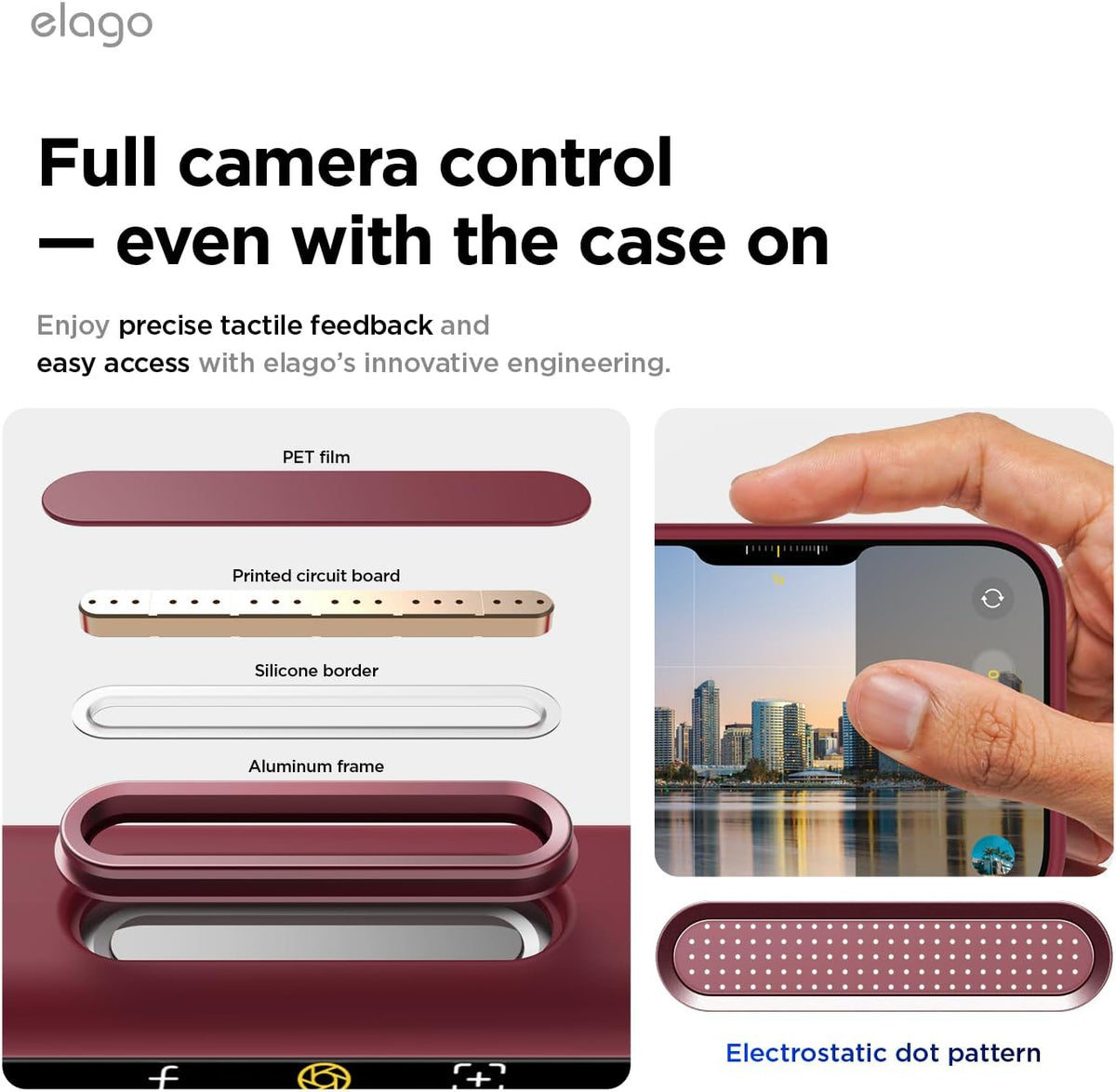 Elago Magnetic Silicone Case (Camera Control Key Included) For Apple iPhone 18 Pro / Apple iPhone 17 Pro - Burgundy