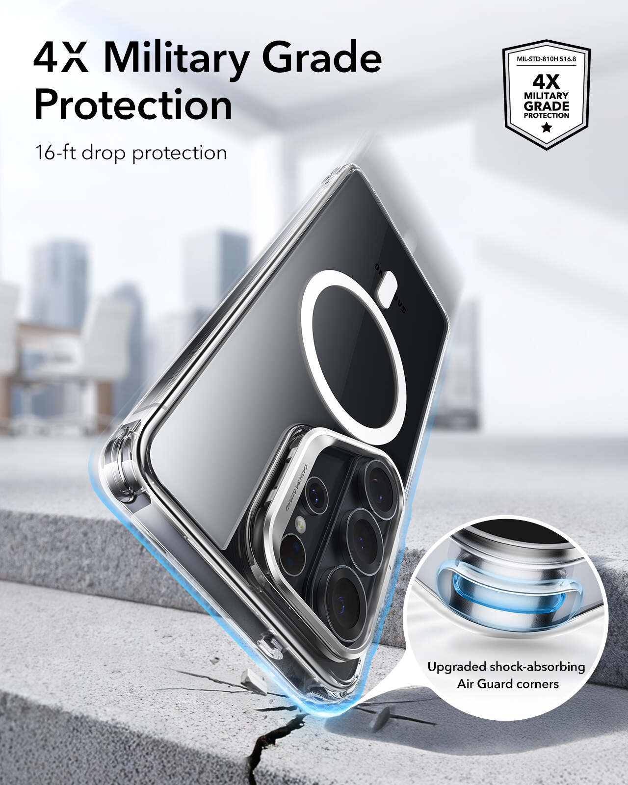 ESR Classic Hybrid Stash Stand Case For Samsung Galaxy S26 Ultra - Clear