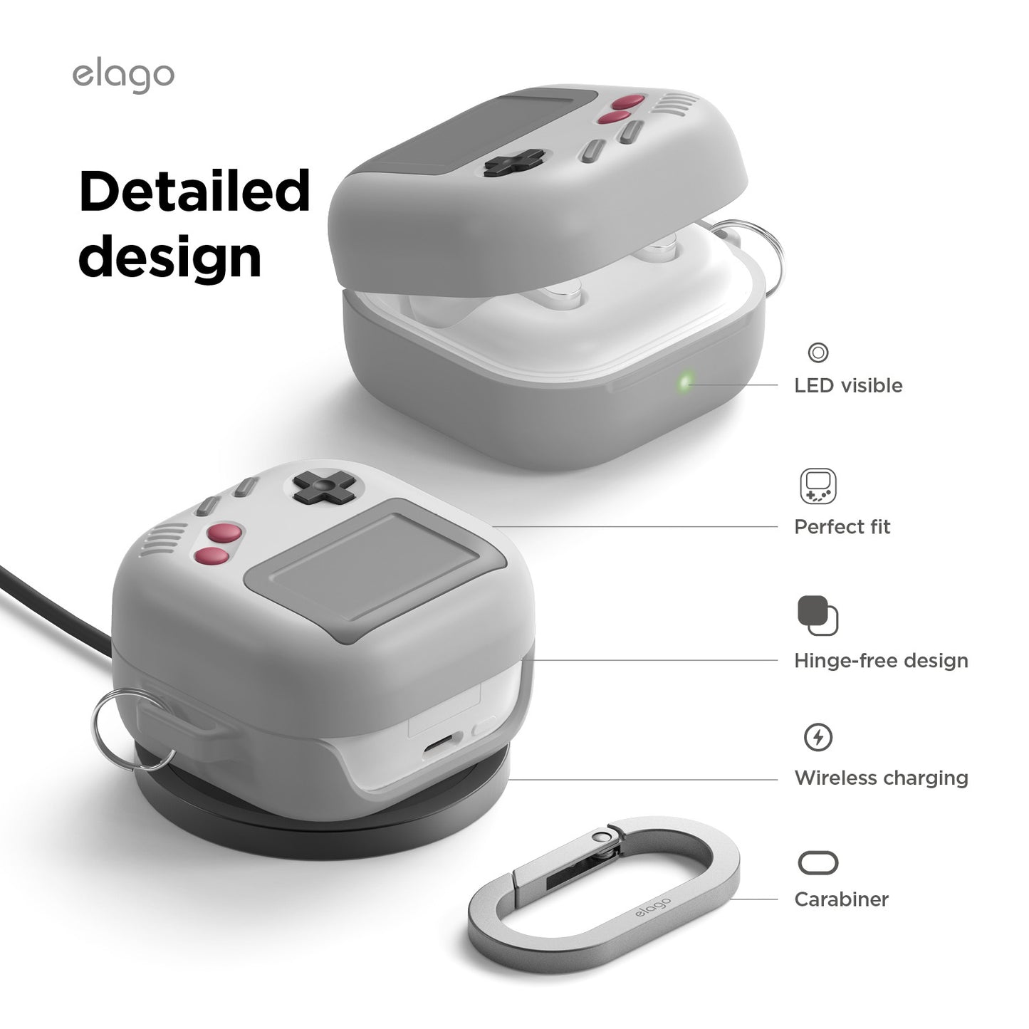 Elago AW5 Hang Case - Samsung Galaxy Buds 4 / 4 Pro / Light Gray