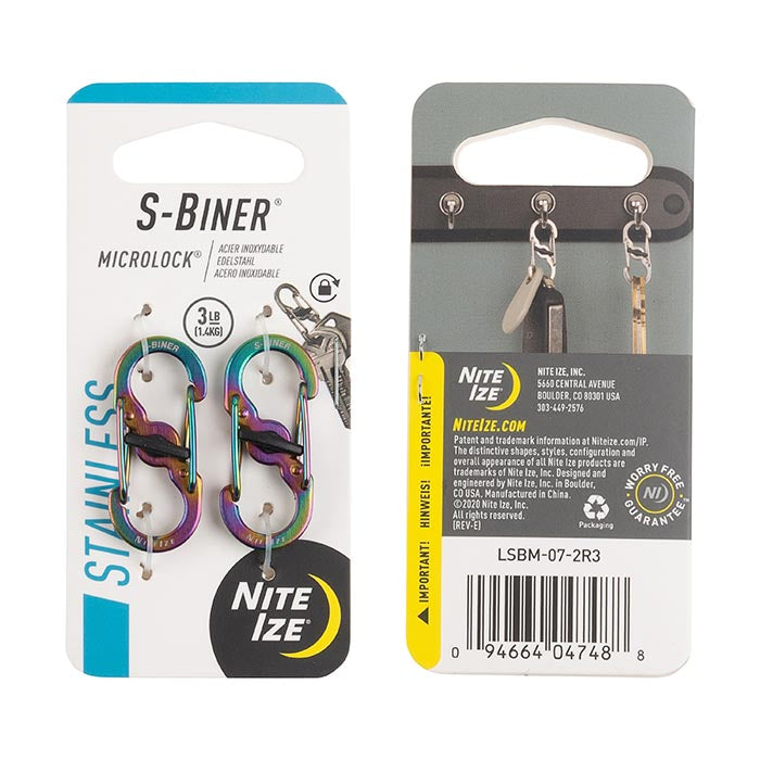 NiteIze S-Biner® MicroLock® Stainless Steel - Spectrum / Pack Of 2