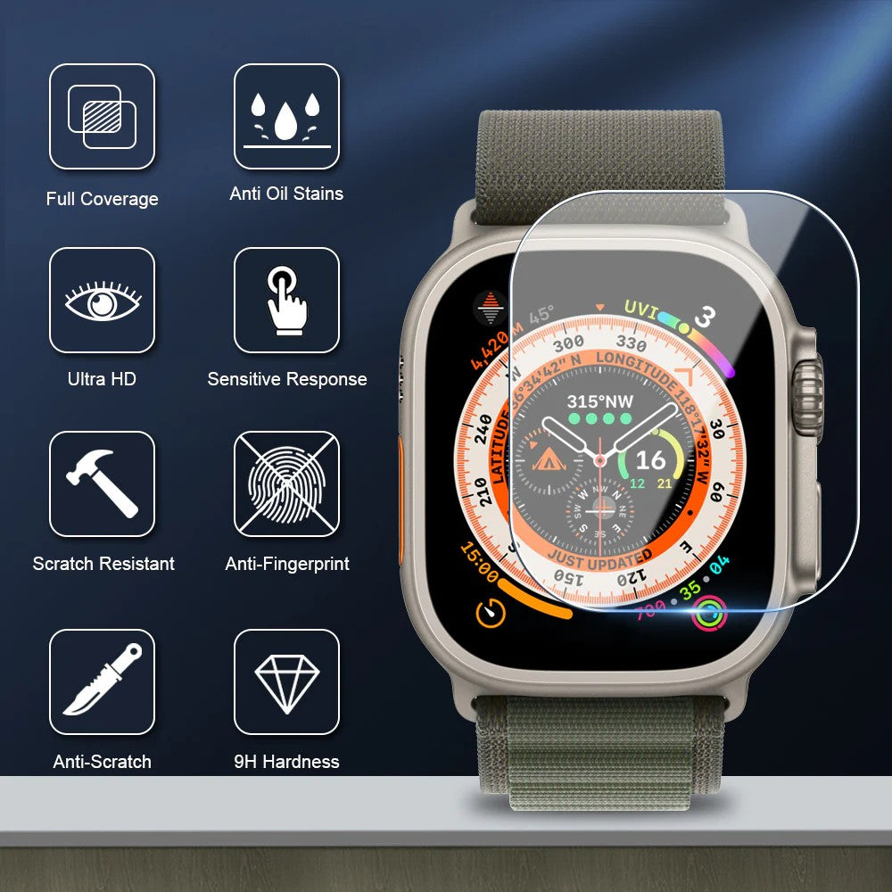 LZEL Zentrix Shield Titanium Edge Screen Protector For Apple Watch 49mm / Transparent