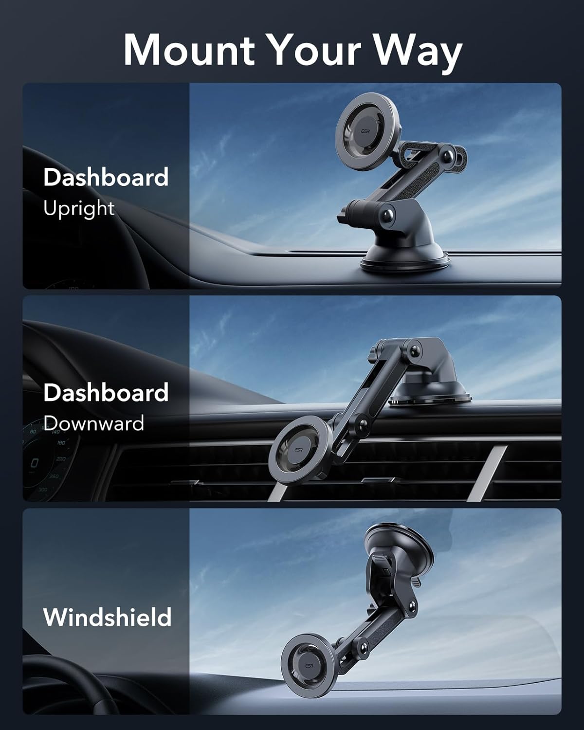 ESR HaloLock Magsafe Dashboard/Windshield Phone Mount