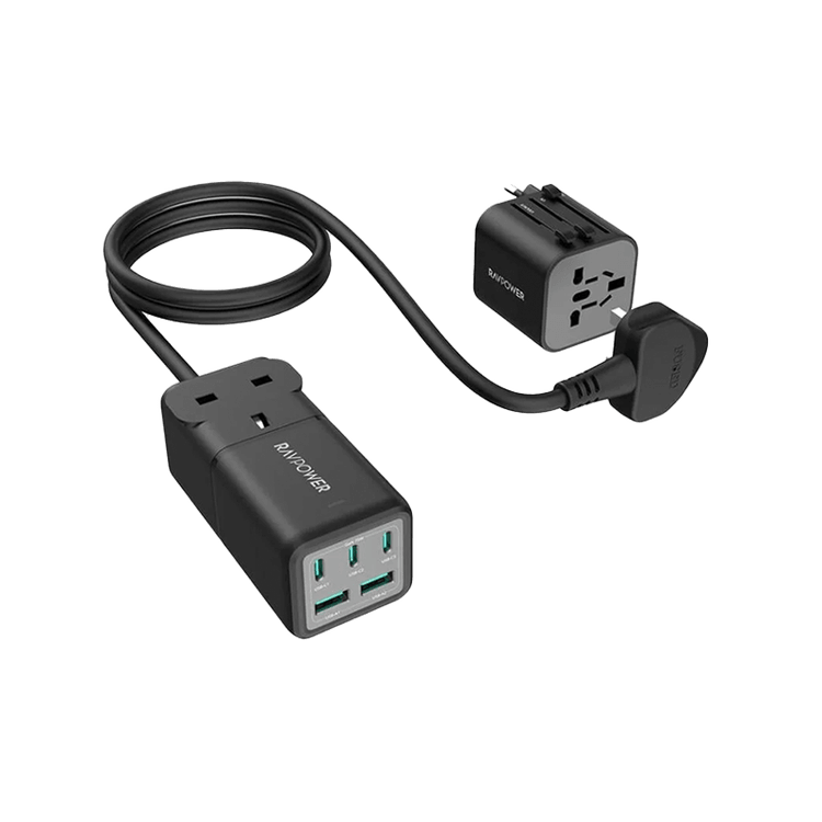 RavPower 3-Port USB-C and 2-Port USB-A 1 AC Socket 75W Desk Charger - Black