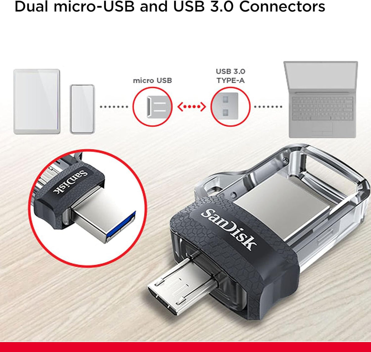 Sandisk Ultra Dual Drive M3.0 32Gb - Android White/Gold