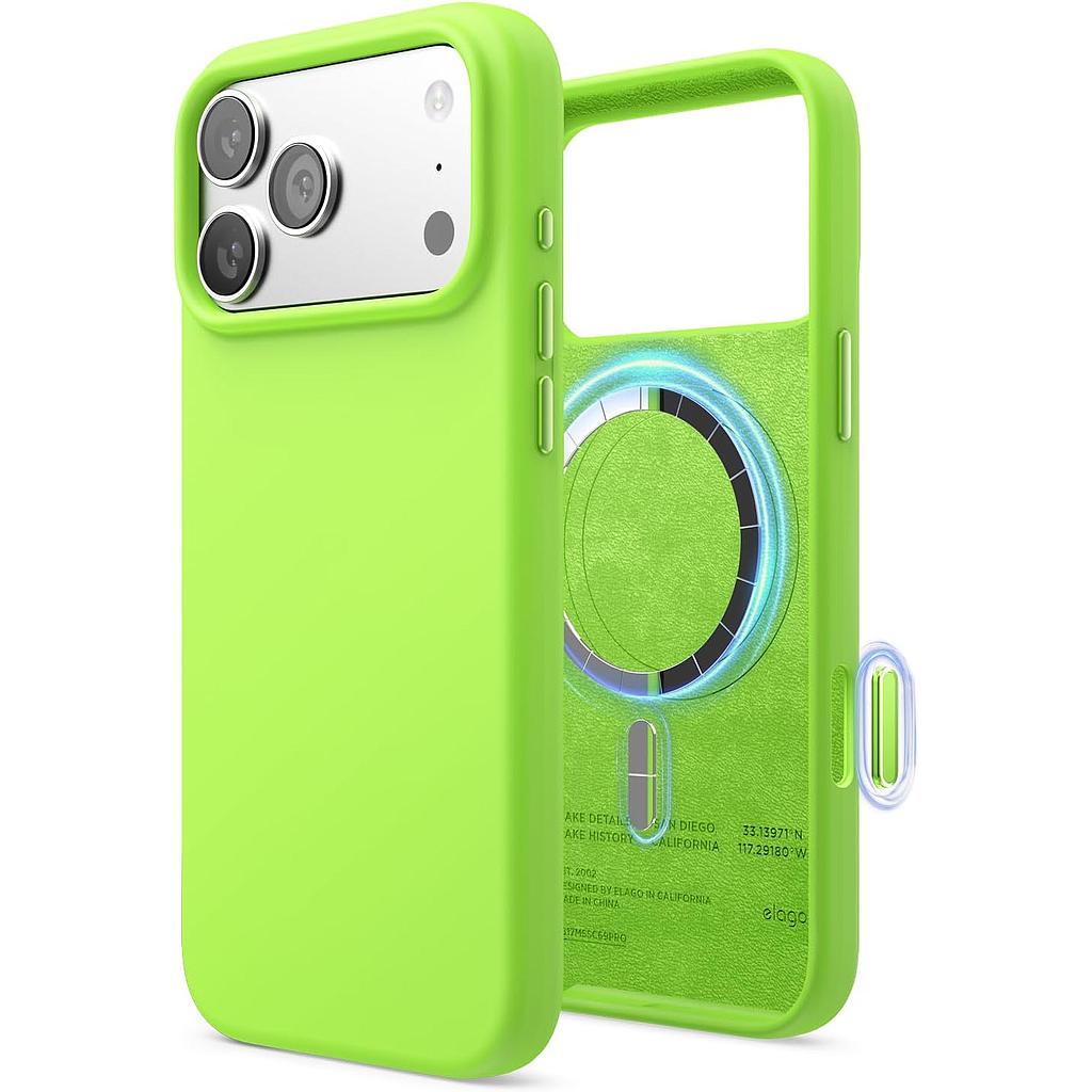 Elago Magnetic Silicone Case (Camera Control Key Included) For Apple iPhone 18 Pro Max / Apple iPhone 17 Pro Max -Lime Green