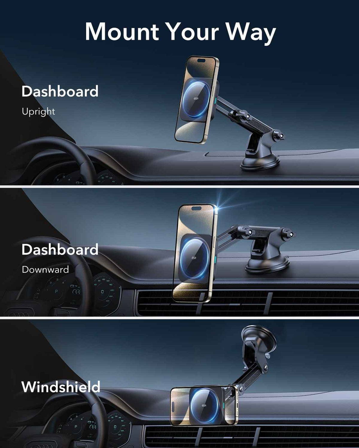 ESR Dashboard Wireless Charger Qi2
