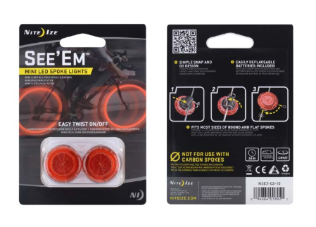 NiteIze See'Em Mini LED Spoke Bike Lights - 2 Pack - Red