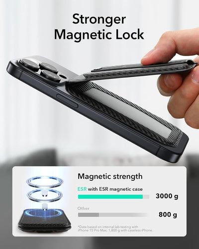 ESR Magsafe Grip Wallet Stand - Black Carbon