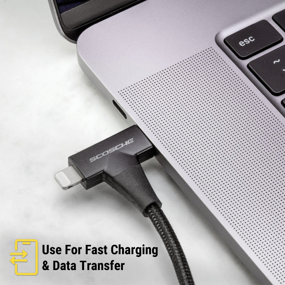 Scosche StrikeLine™ HH 2-in-1 USB-C to C®/Lightning™ Cable - Black