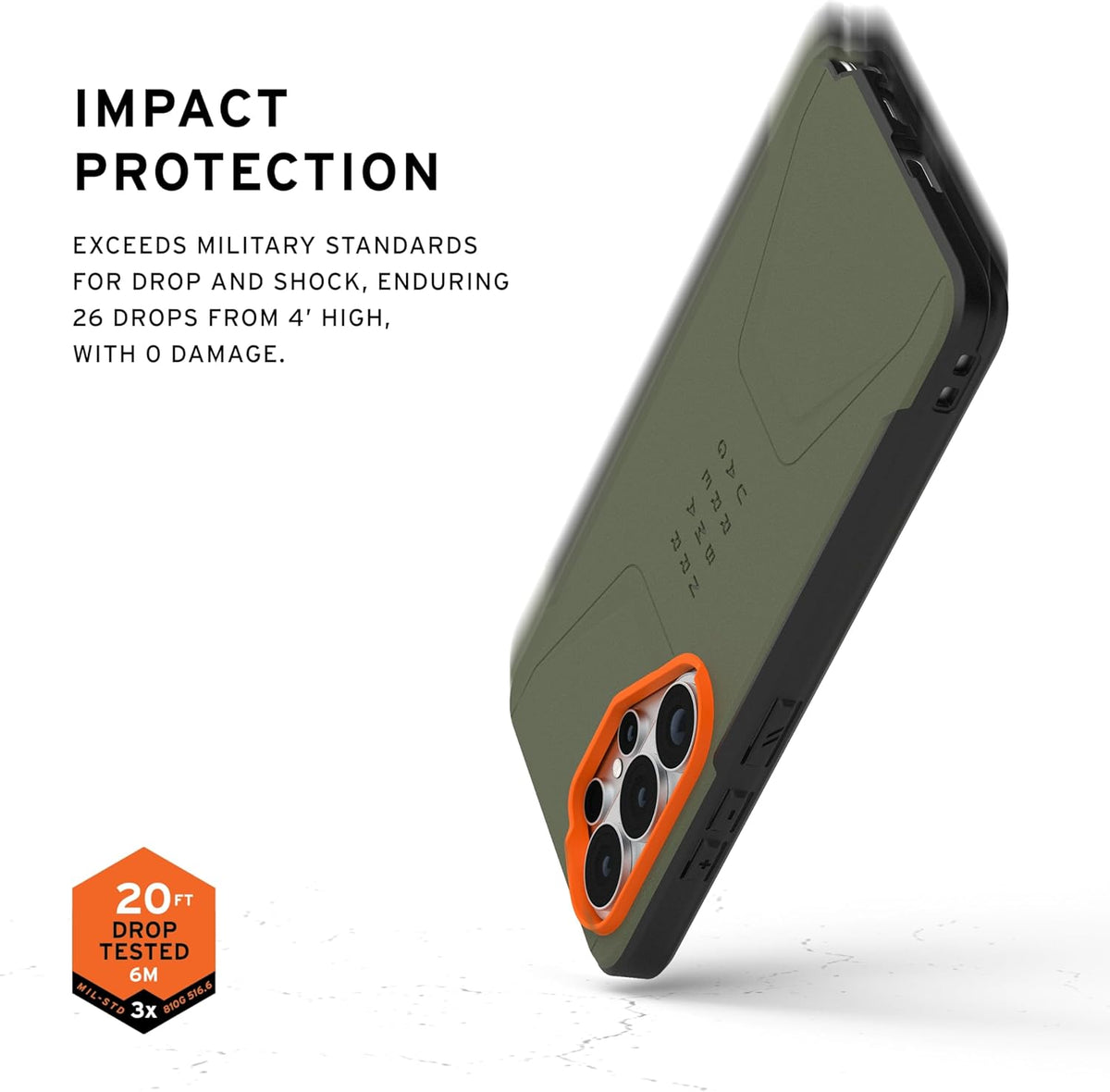 UAG Civilian With Magnet Case For Samsung Galaxy S26 Ultra - Olive Drab/Orange