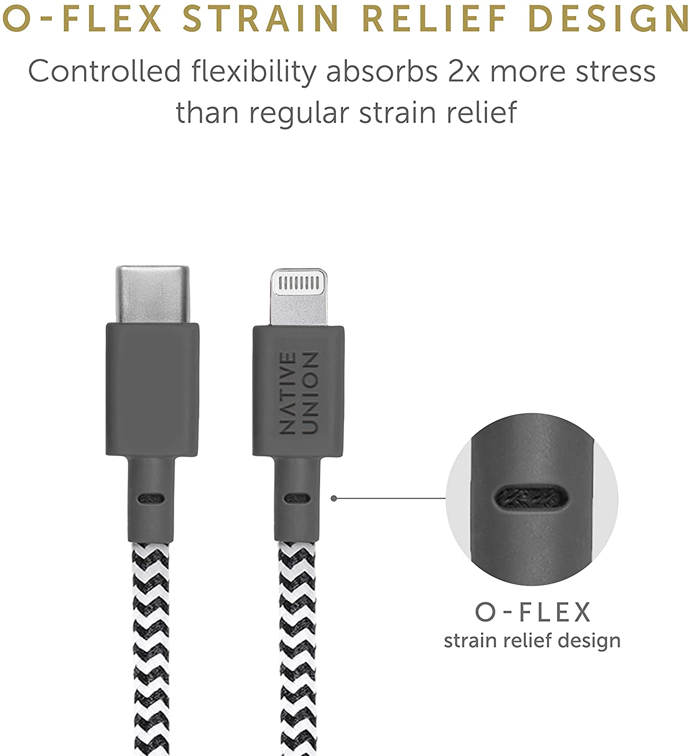 Native Union Belt Cable - USB A / Lightning / 1.2 Meter / Zebra