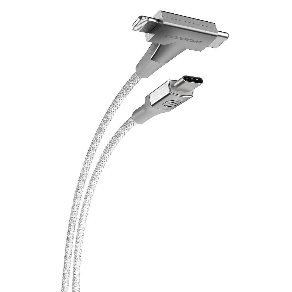 Scosche StrikeLine™ HH 2-in-1 USB-C to C®/Lightning™ Cable - White