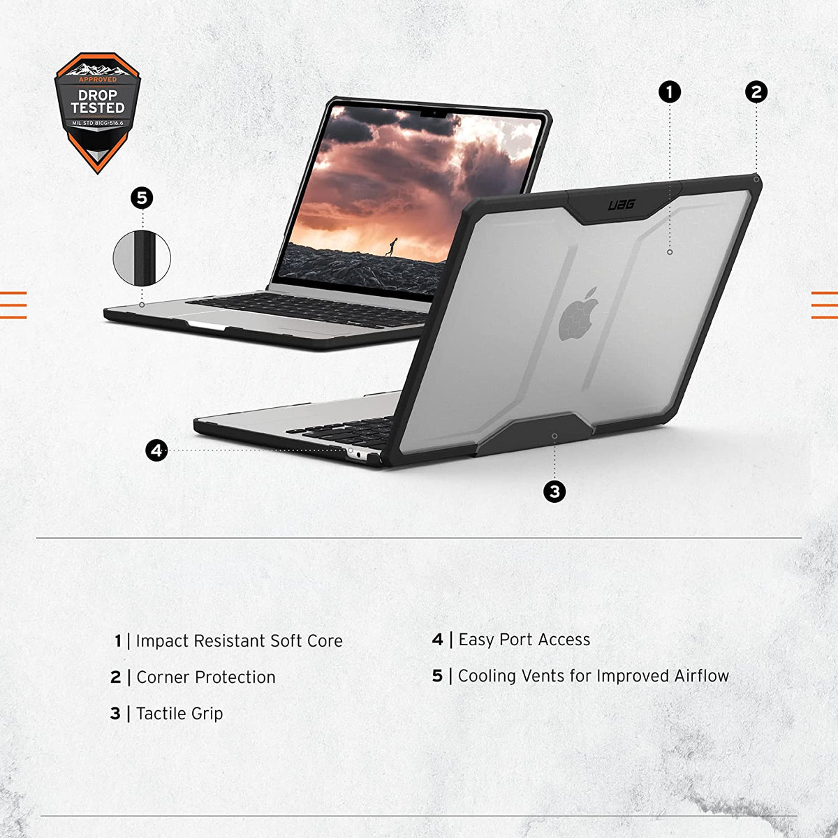 UAG Macbook Air 13" M2/M3/M4 (2022-) Plyo Case - Ice/Black