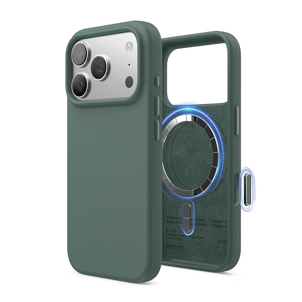 Elago Apple iPhone 18 Pro / Apple iPhone 17 Pro Magnetic Silicone Case (Camera Control Key Included) - Mindnight Green
