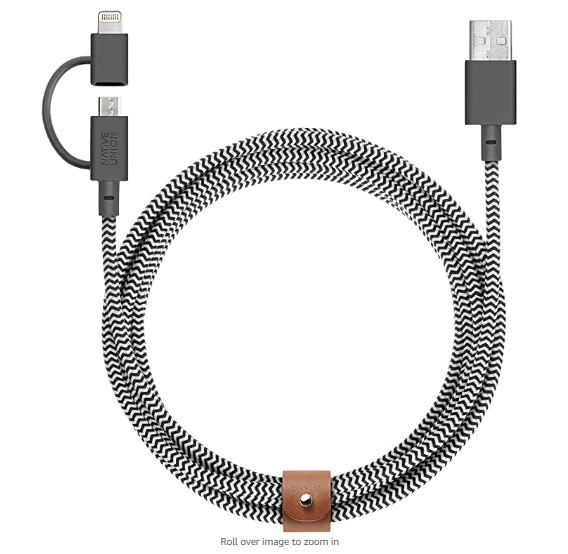 Native Union Belt Cable Twinhead Microusb + Lightning 2M - Zebra