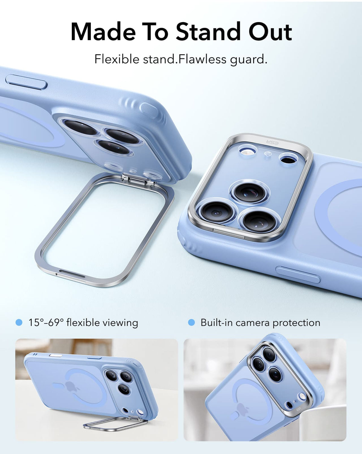 ESR Classic Hybrid Magnetic Case For Apple iPhone 18 Pro/Apple iPhone 17 Pro - Frosted Light Blue