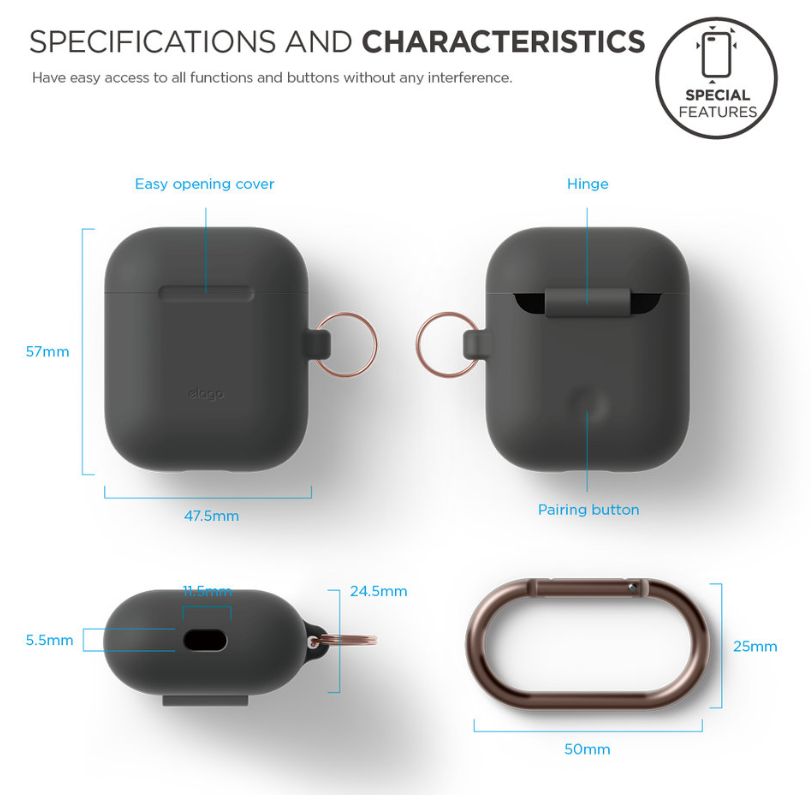 Elago Airpods 1&2 Hang Case - Dark Gray