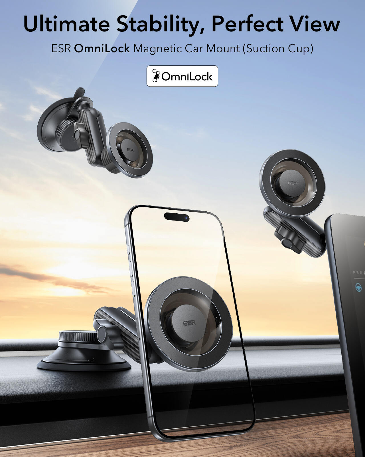 ESR OmniLock Dash/Widshield/Screen Magsafe Car Mount (Suction Cup)