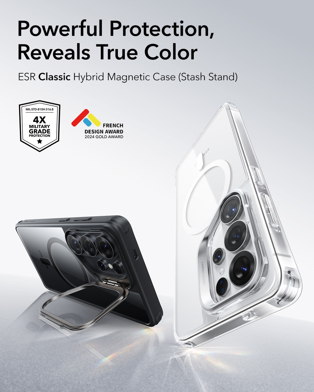 ESR Classic Hybrid Stash Stand Case For Samsung Galaxy S26 Ultra - Clear Black
