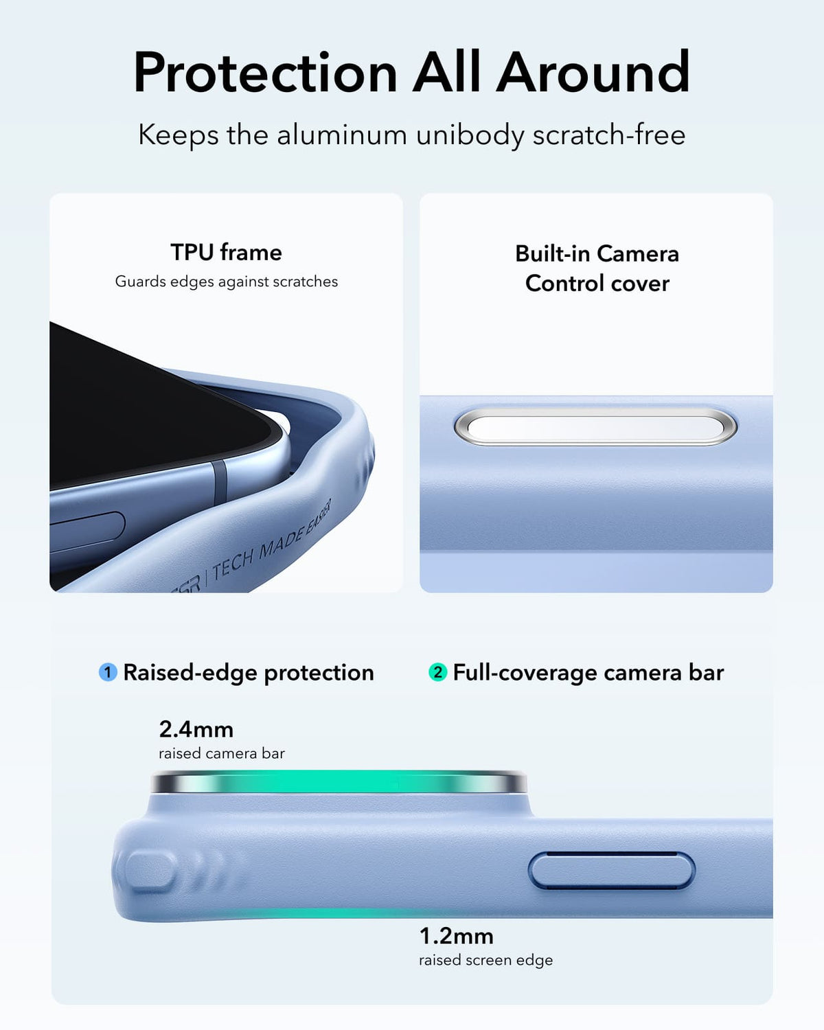ESR Classic Hybrid Magnetic Case For Apple iPhone 18 Pro/Apple iPhone 17 Pro - Frosted Light Blue