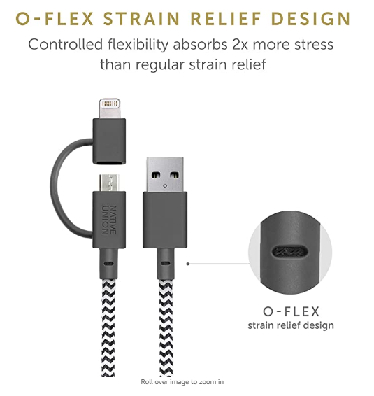 Native Union Belt Cable Twinhead Microusb + Lightning 2M - Zebra